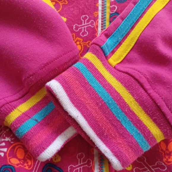 Kanji‎ Premium Vintage Y2K Hot Pink Skulls Zip Up Collared Jacket XL - Picture 7 of 8